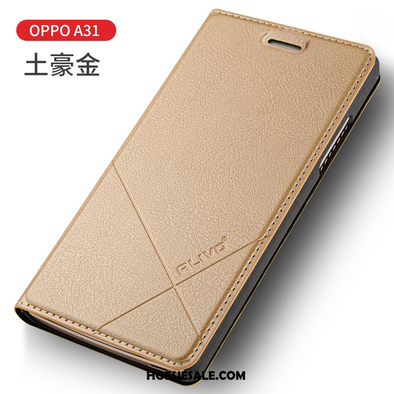 Oppo A31 Hoesje Leren Etui Mobiele Telefoon Hoes Bescherming Blauw Sale