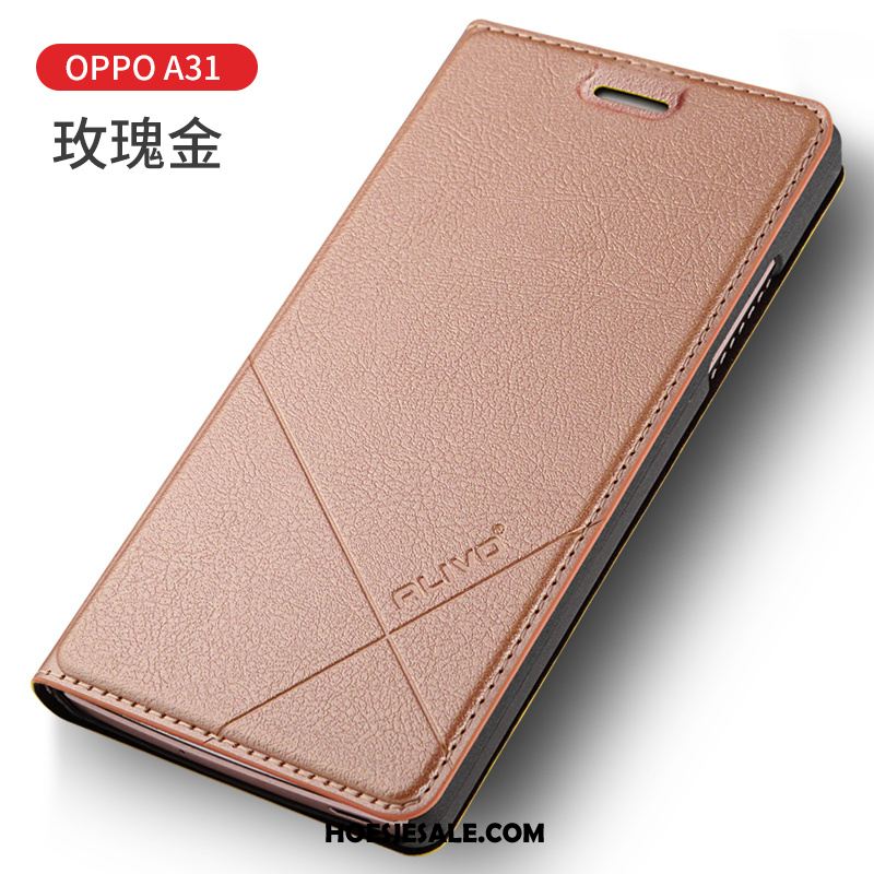 Oppo A31 Hoesje Leren Etui Mobiele Telefoon Hoes Bescherming Blauw Sale