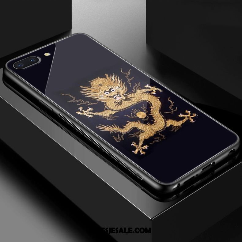 Oppo A3s Hoesje Dragon Patroon Mobiele Telefoon Blauw Chinese Stijl Vintage Goedkoop