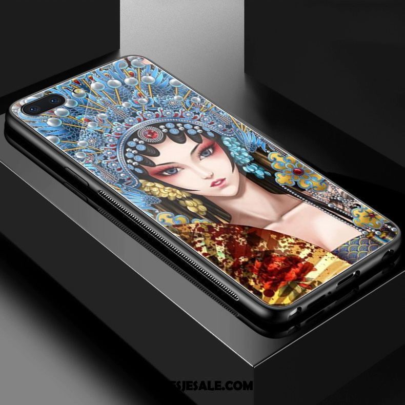 Oppo A3s Hoesje Hua Dan Chinese Stijl Eenvoudige Blauw Kunst Sale