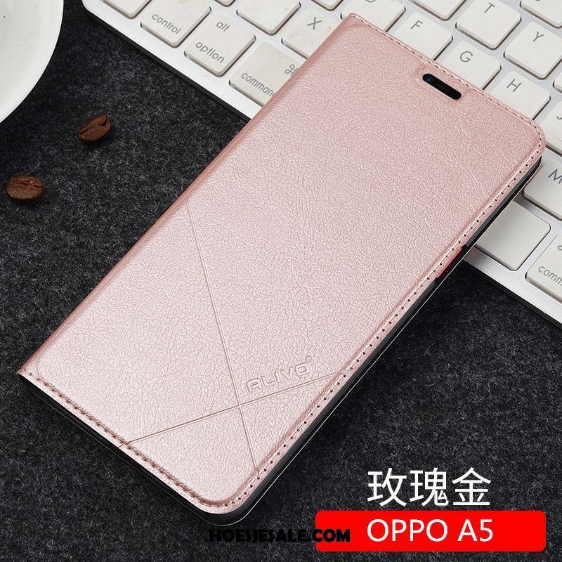 Oppo A5 Hoesje Anti-fall Bescherming Scheppend Folio Mobiele Telefoon Goedkoop