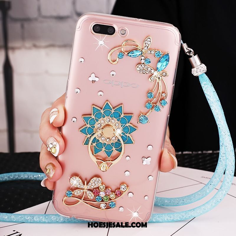 Oppo A5 Hoesje Met Strass Siliconen Anti-fall Purper Opknoping Nek Kopen