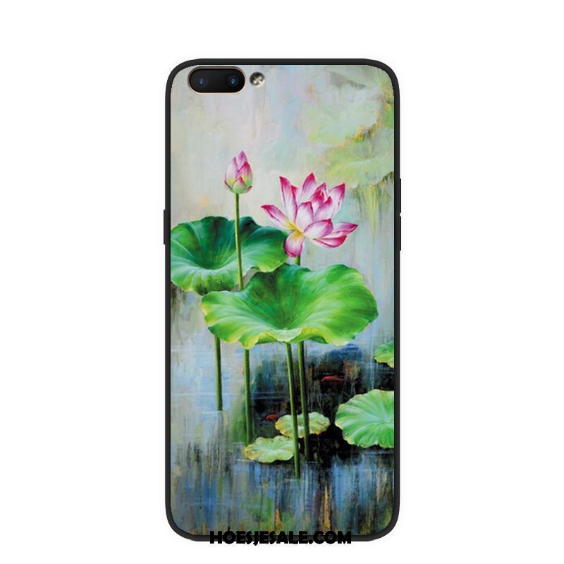 Oppo A5 Hoesje Olieverfschilderij Mobiele Telefoon Bloemen Chinese Stijl Plant Sale