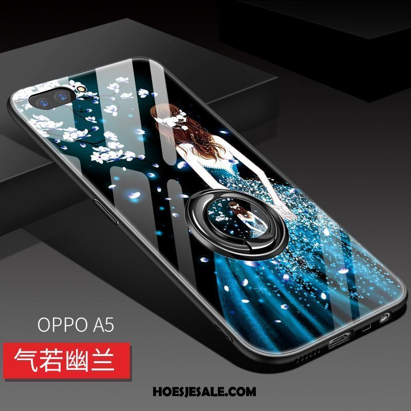 Oppo A5 Hoesje Siliconen All Inclusive Zacht Glas Blauw Goedkoop