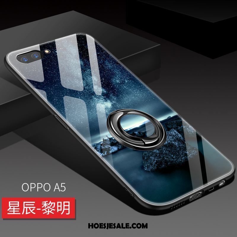 Oppo A5 Hoesje Siliconen All Inclusive Zacht Glas Blauw Goedkoop