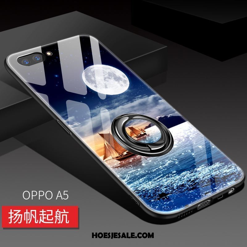 Oppo A5 Hoesje Siliconen All Inclusive Zacht Glas Blauw Goedkoop