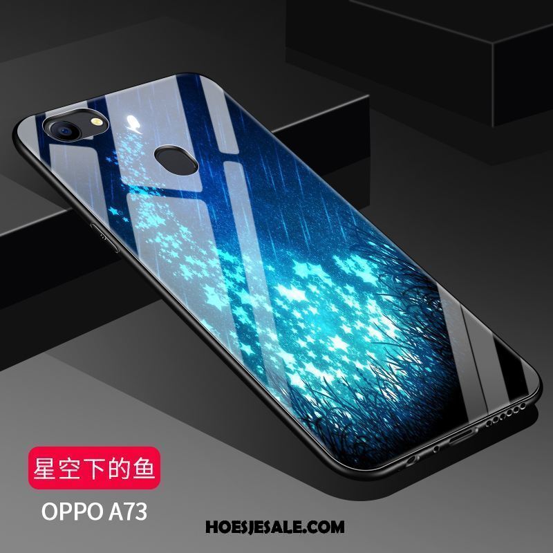 Oppo A73 Hoesje Doorzichtig Bescherming Blauw Scheppend Siliconen Winkel