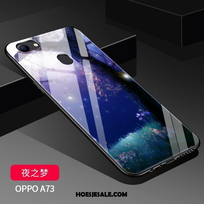 Oppo A73 Hoesje Doorzichtig Bescherming Blauw Scheppend Siliconen Winkel