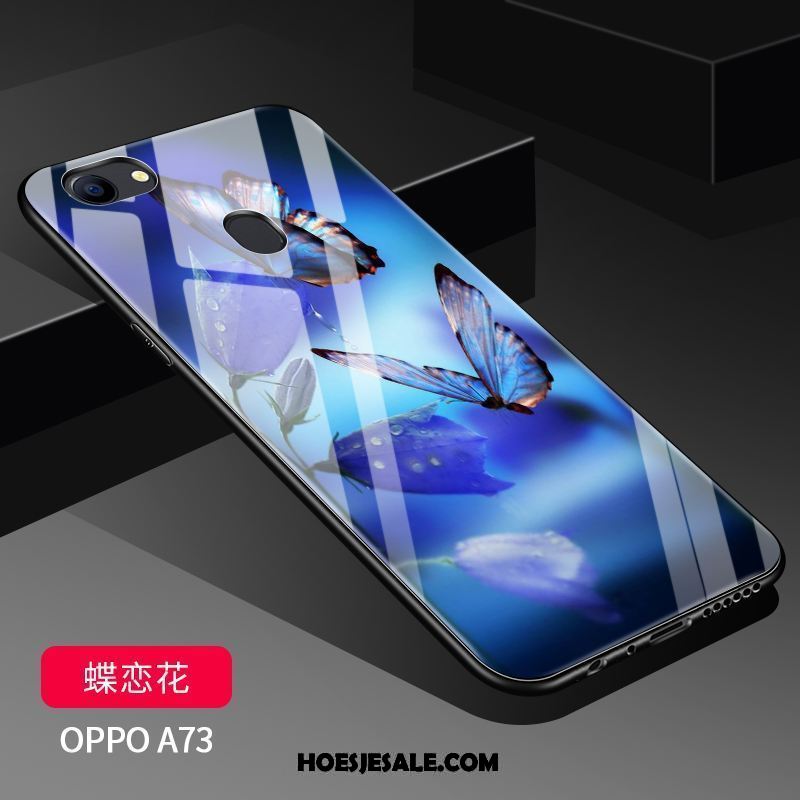 Oppo A73 Hoesje Doorzichtig Bescherming Blauw Scheppend Siliconen Winkel