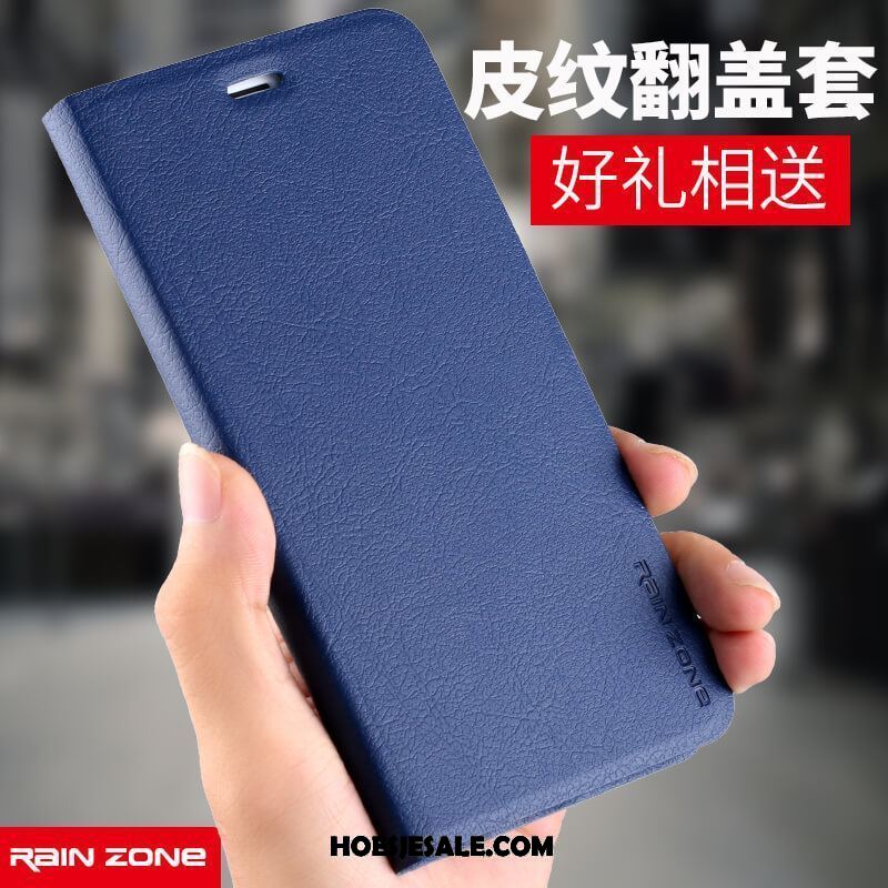 Oppo A73 Hoesje Folio Leren Etui Anti-fall Mobiele Telefoon Donkerblauw Korting