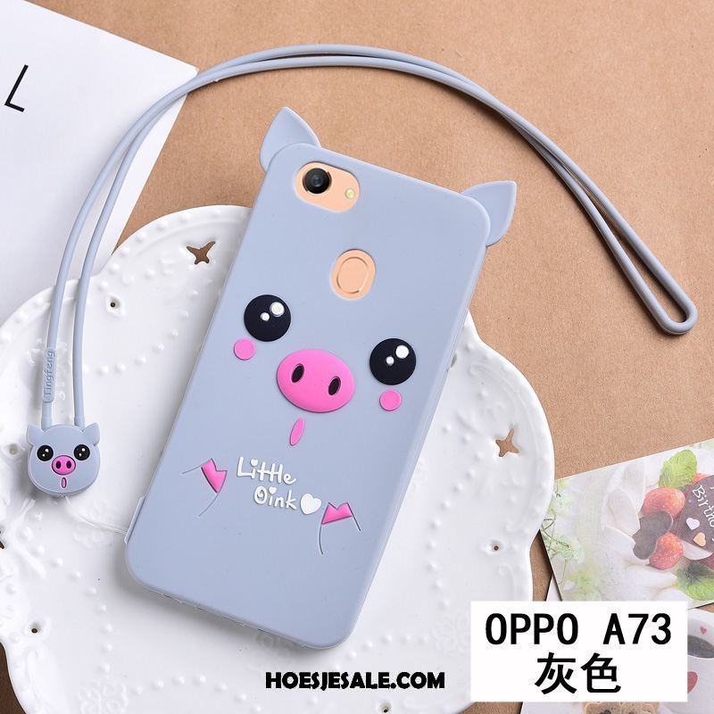 Oppo A73 Hoesje Hoes Spotprent Mooie Bescherming Purper Sale