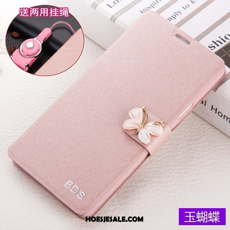 Oppo A83 Hoesje Bescherming Mobiele Telefoon Leren Etui Folio Roze Korting