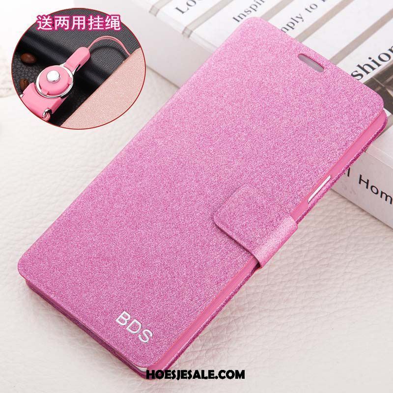 Oppo A83 Hoesje Bescherming Mobiele Telefoon Leren Etui Folio Roze Korting