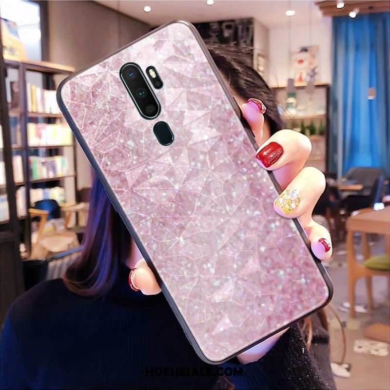 Oppo A9 2020 Hoesje Purper Net Red Mobiele Telefoon Ruit Patroon Sale