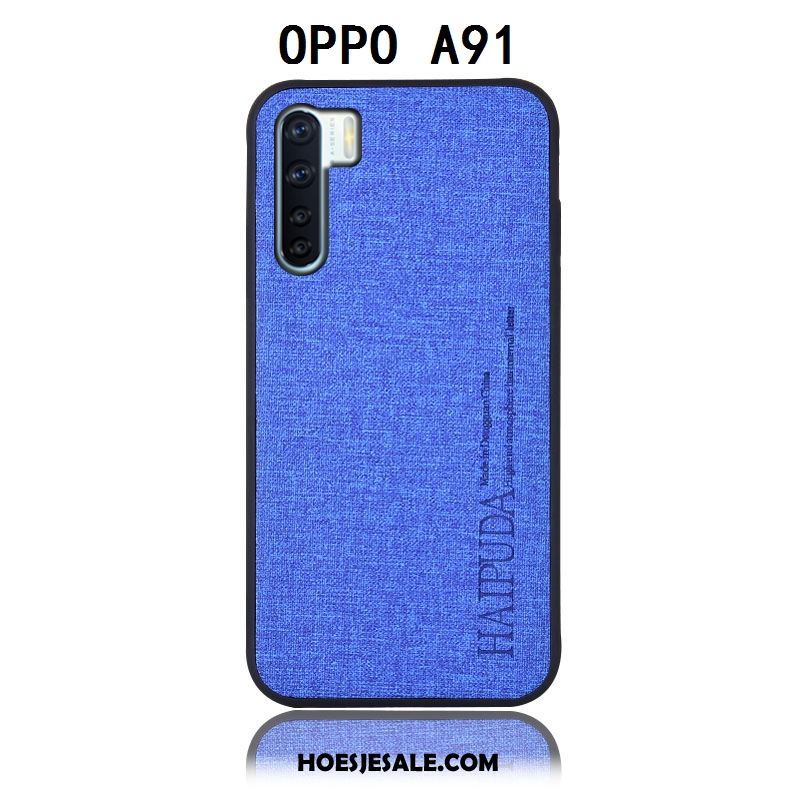 Oppo A91 Hoesje Anti-fall Achterklep Bescherming Katoen En Linnen Hoes Goedkoop