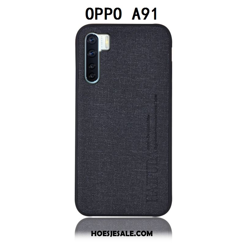 Oppo A91 Hoesje Anti-fall Achterklep Bescherming Katoen En Linnen Hoes Goedkoop