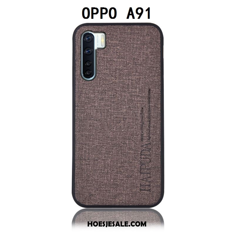 Oppo A91 Hoesje Anti-fall Achterklep Bescherming Katoen En Linnen Hoes Goedkoop