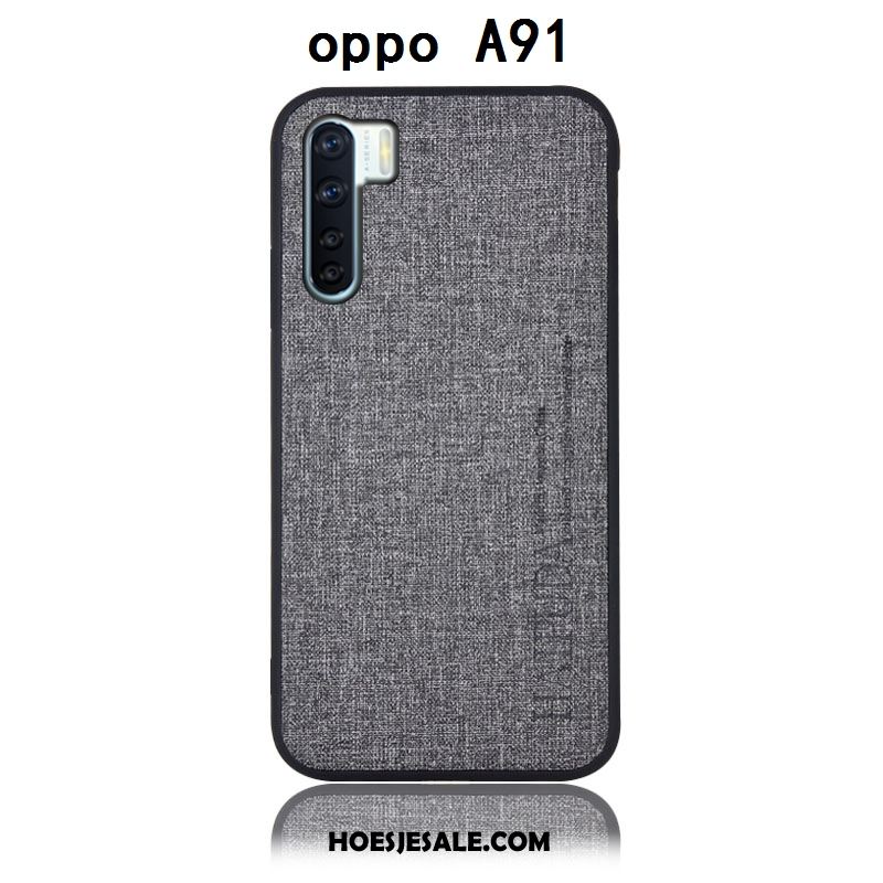 Oppo A91 Hoesje Anti-fall Achterklep Bescherming Katoen En Linnen Hoes Goedkoop