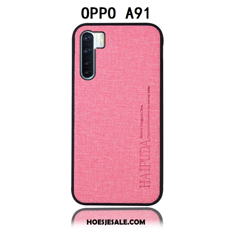 Oppo A91 Hoesje Anti-fall Achterklep Bescherming Katoen En Linnen Hoes Goedkoop