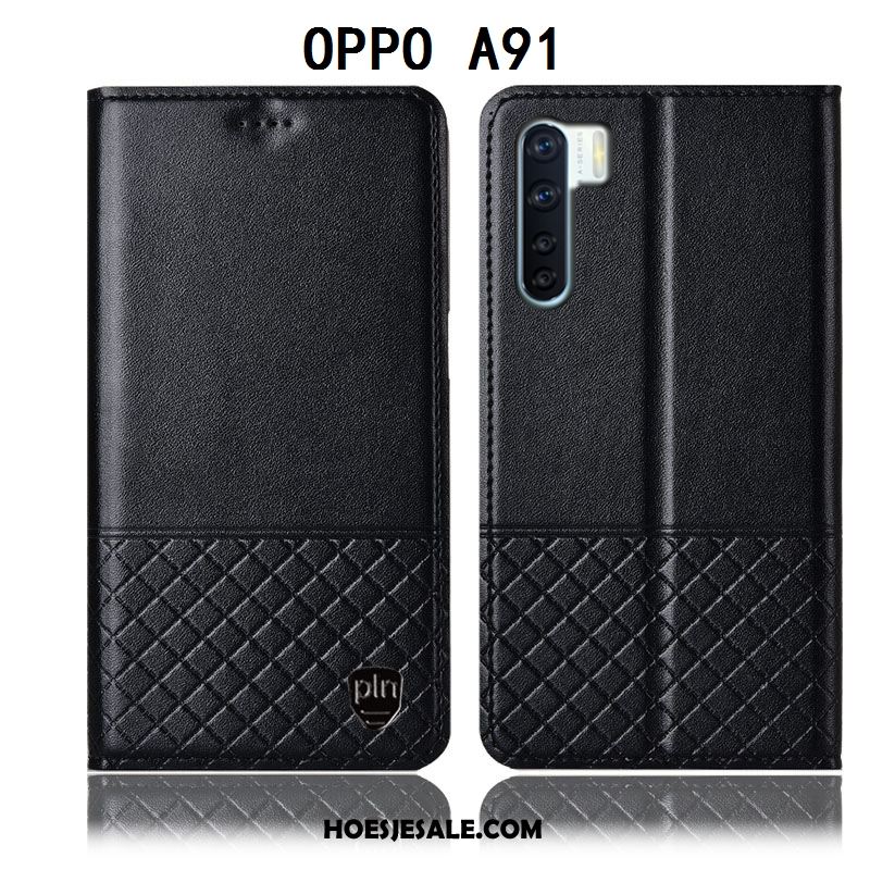 Oppo A91 Hoesje Anti-fall Geel Leren Etui Bescherming Folio Kopen