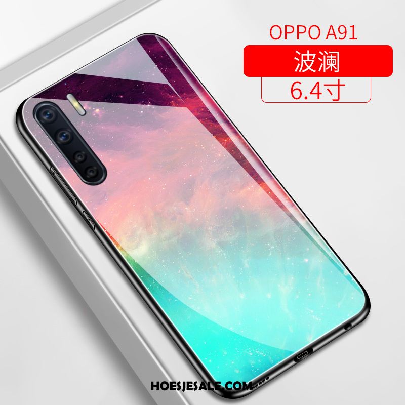 Oppo A91 Hoesje Blauw Net Red Bescherming Licht Dun Goedkoop