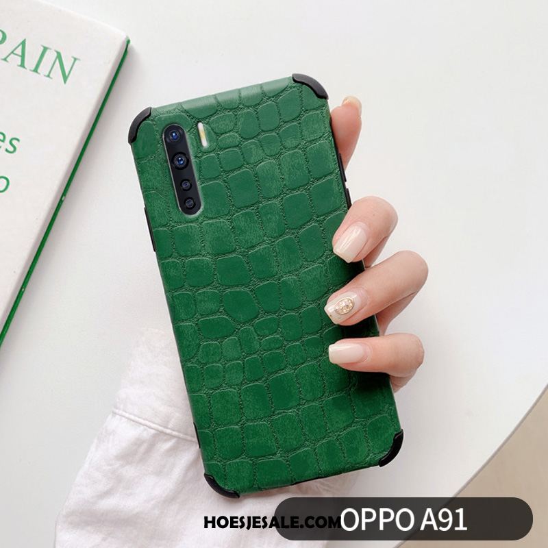 Oppo A91 Hoesje Mobiele Telefoon Rood Krokodillenleer Bescherming Licht Kopen