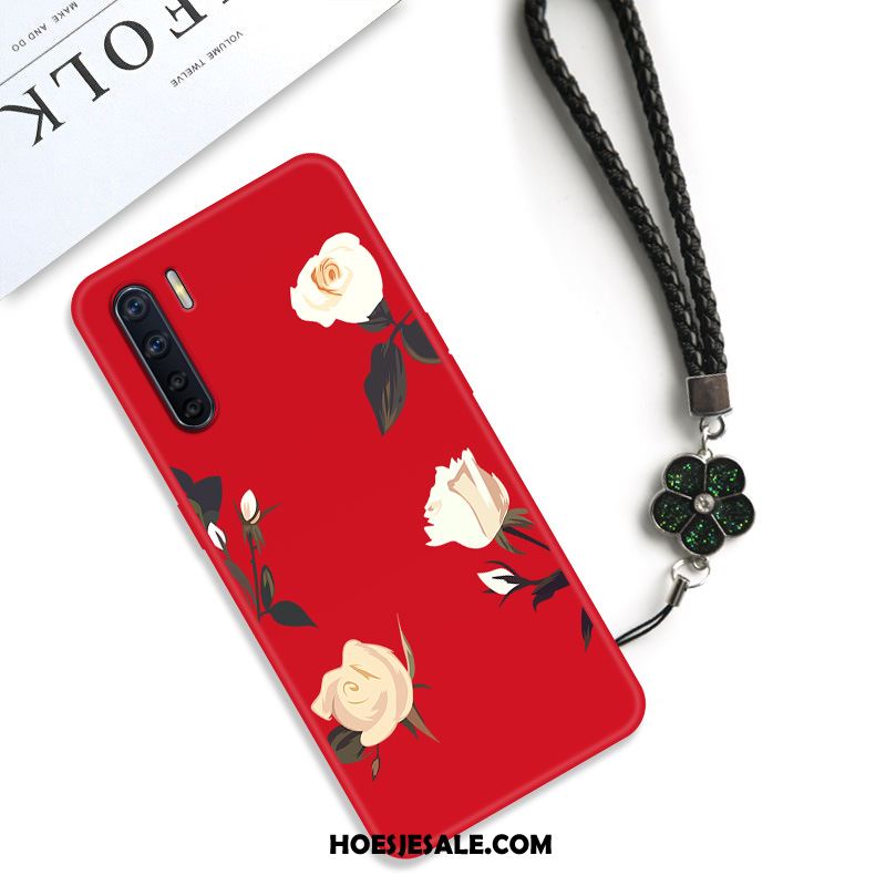 Oppo A91 Hoesje Net Red Anti-fall Rood Bloemen Chinese Stijl Goedkoop