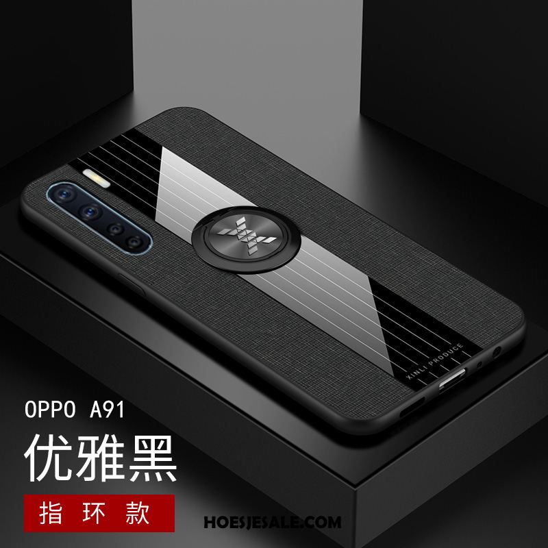 Oppo A91 Hoesje Scheppend Eenvoudige Bedrijf Hard Zwart Kopen