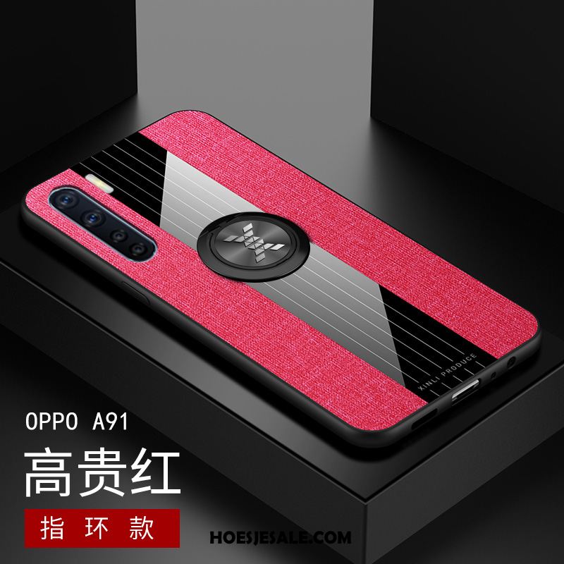 Oppo A91 Hoesje Scheppend Eenvoudige Bedrijf Hard Zwart Kopen