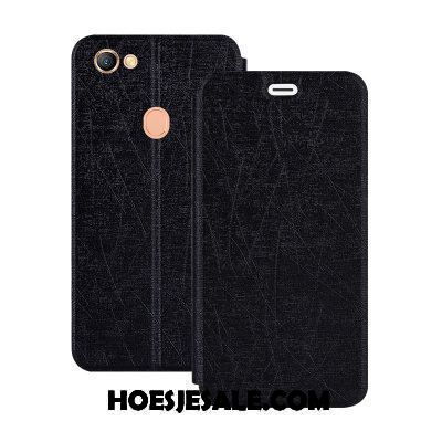 Oppo F5 Hoesje Bescherming Hoes Blauw Leren Etui Folio Goedkoop