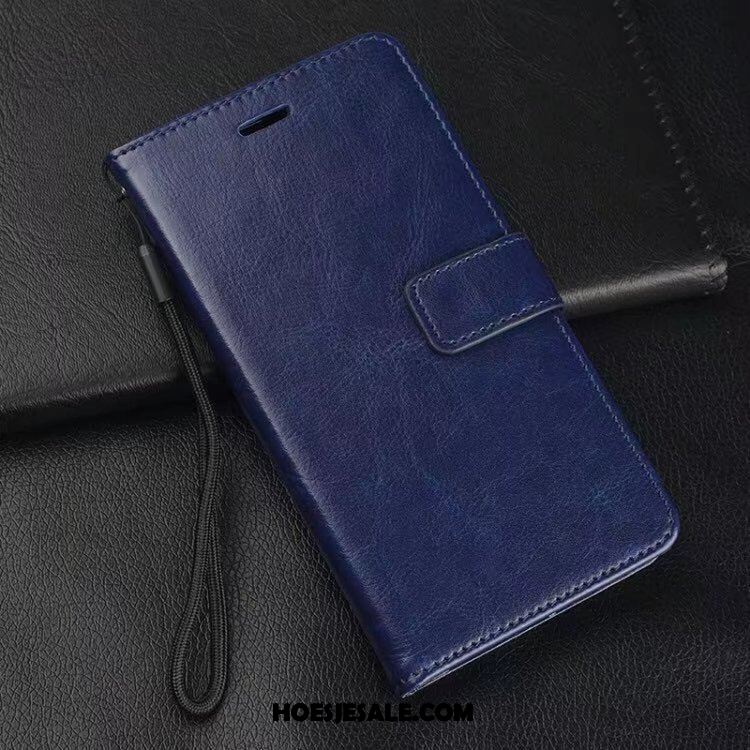 Oppo F5 Hoesje Zacht Leren Etui Donkerblauw Mobiele Telefoon Folio Goedkoop