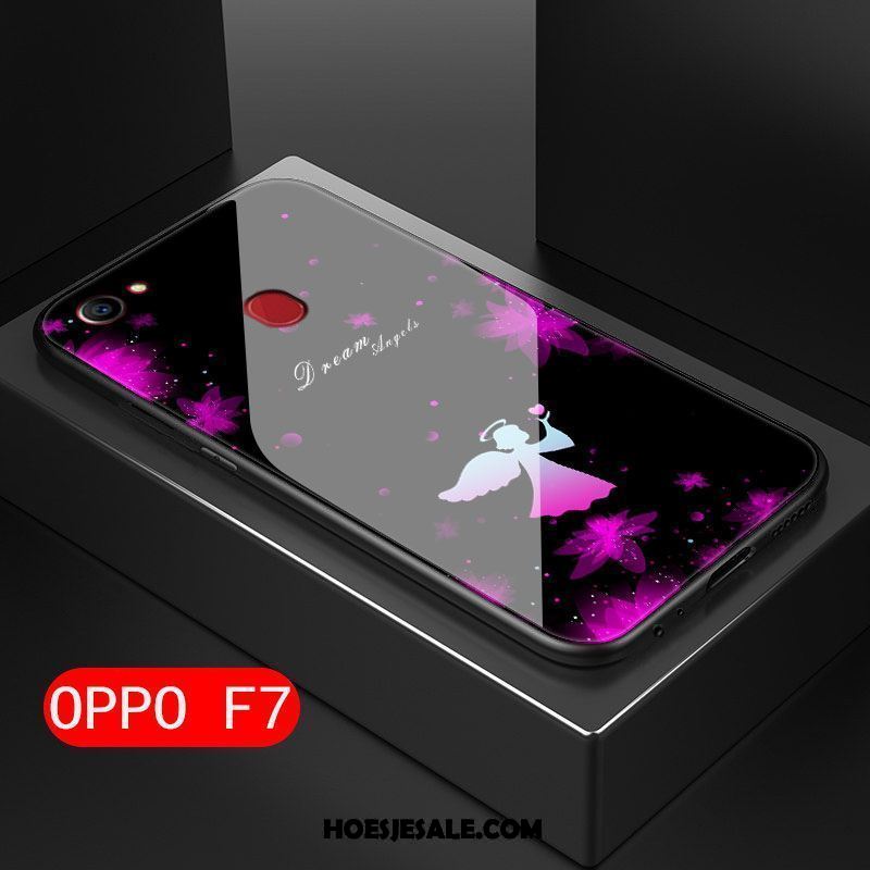 Oppo F7 Hoesje Bescherming Glas Zwart Zacht Siliconen Goedkoop