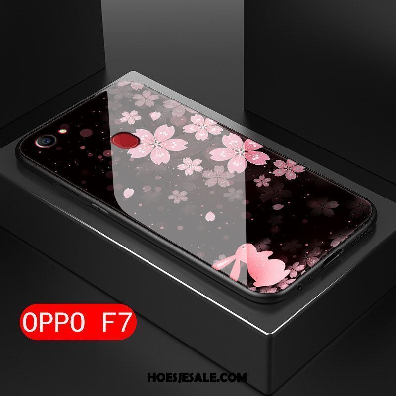 Oppo F7 Hoesje Bescherming Glas Zwart Zacht Siliconen Goedkoop