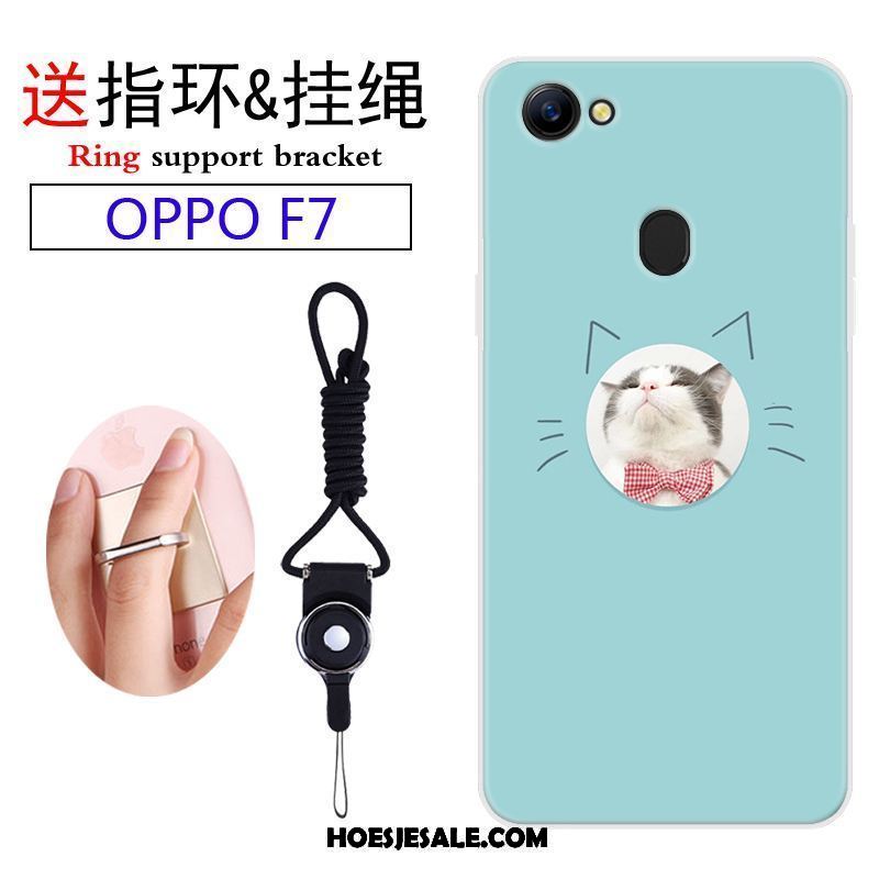 Oppo F7 Hoesje Blauw Zacht Siliconen Bescherming Mooie Goedkoop