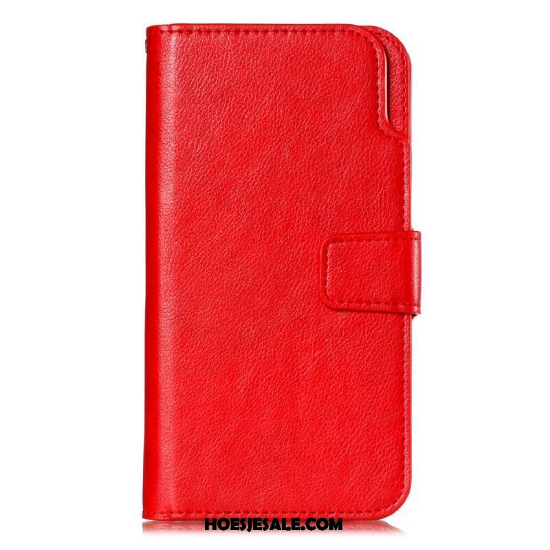 Oppo F9 Starry Hoesje Rood Portemonnee Leren Etui Mobiele Telefoon Bescherming