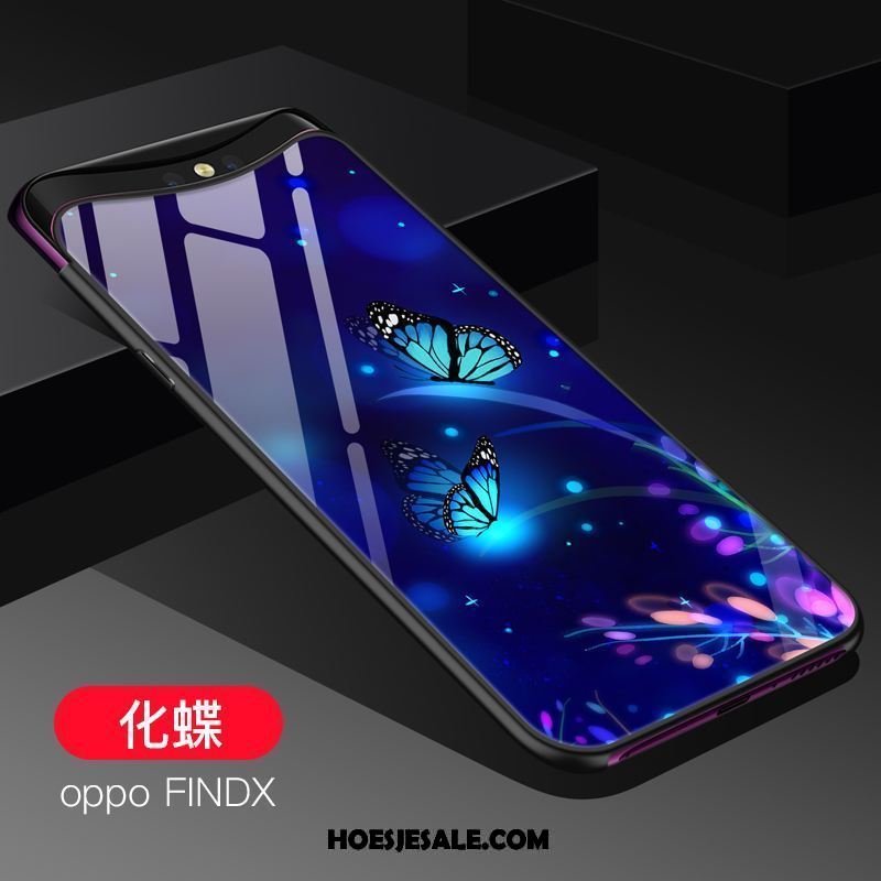 Oppo Find X Hoesje Glas Bescherming Siliconen Hoes Blauw Kopen