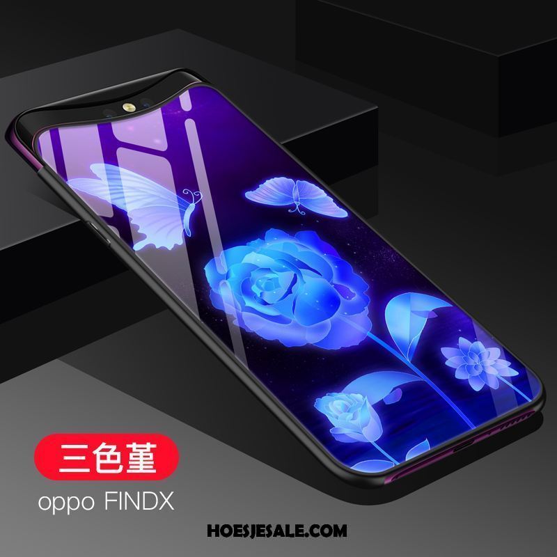 Oppo Find X Hoesje Glas Bescherming Siliconen Hoes Blauw Kopen