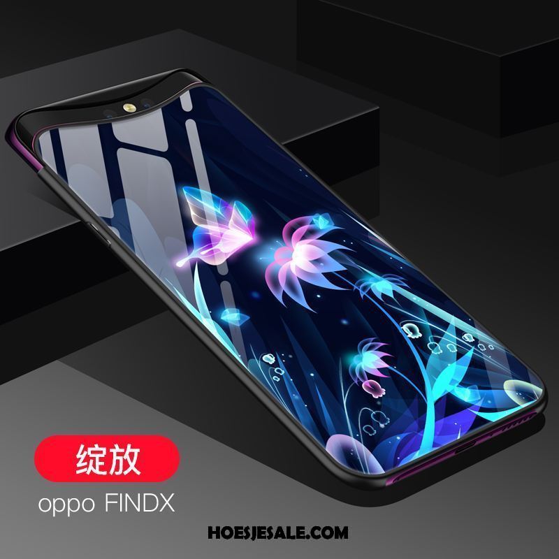 Oppo Find X Hoesje Hanger Glas Bescherming Blauw Trend Sale