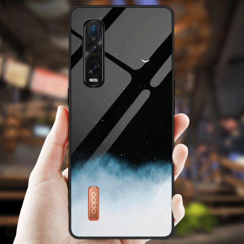Oppo Find X2 Pro Hoesje Blauw Anti-fall Effen Kleur Eenvoudige Verloop Goedkoop