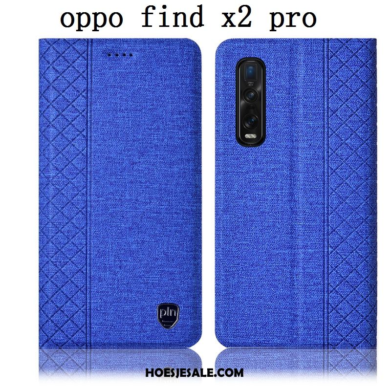 Oppo Find X2 Pro Hoesje Blauw Leren Etui Mobiele Telefoon Anti-fall Folio Aanbiedingen