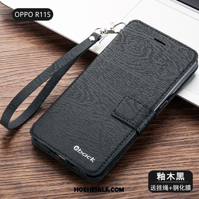 Oppo R11s Hoesje Folio Anti-fall Bescherming Donkerblauw Mobiele Telefoon Sale