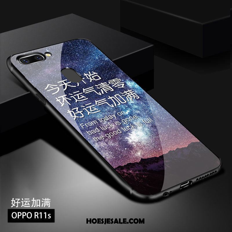 Oppo R11s Hoesje Nieuw Donkerblauw Anti-fall Glas Bescherming Kopen