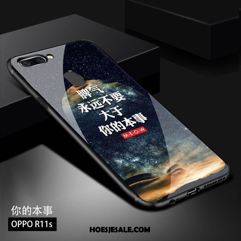 Oppo R11s Hoesje Nieuw Donkerblauw Anti-fall Glas Bescherming Kopen