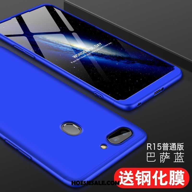 Oppo R15 Hoesje Anti-fall Bescherming Hard Schrobben Blauw Winkel