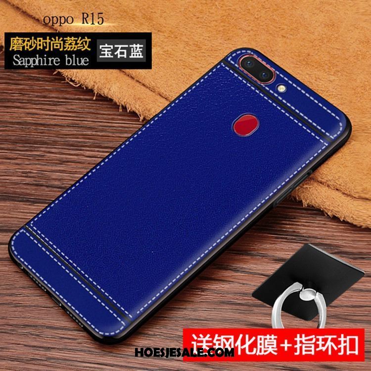 Oppo R15 Hoesje Anti-fall Zacht Leren Etui Blauw Mobiele Telefoon Goedkoop