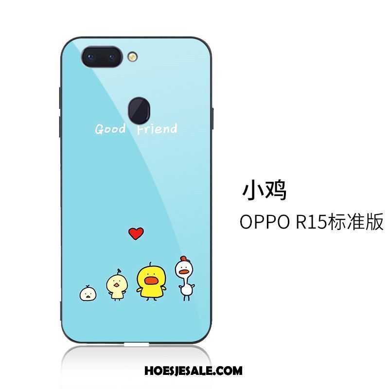 Oppo R15 Hoesje Glas Mobiele Telefoon Scheppend Bescherming Hoes Winkel