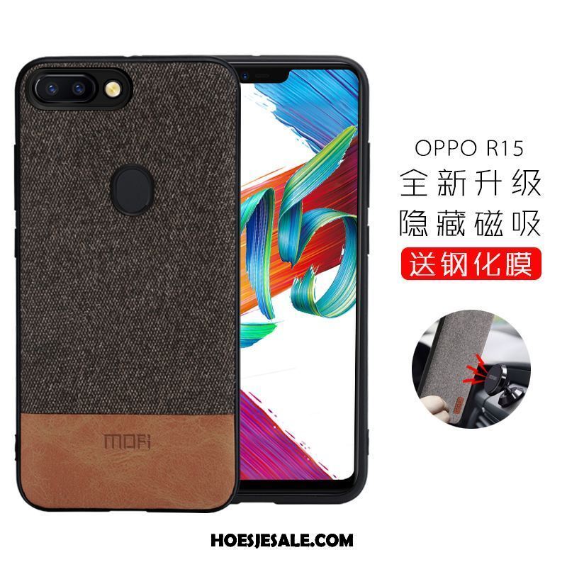 Oppo R15 Hoesje Hoes Ster Trendy Merk Zwart Doek Sale