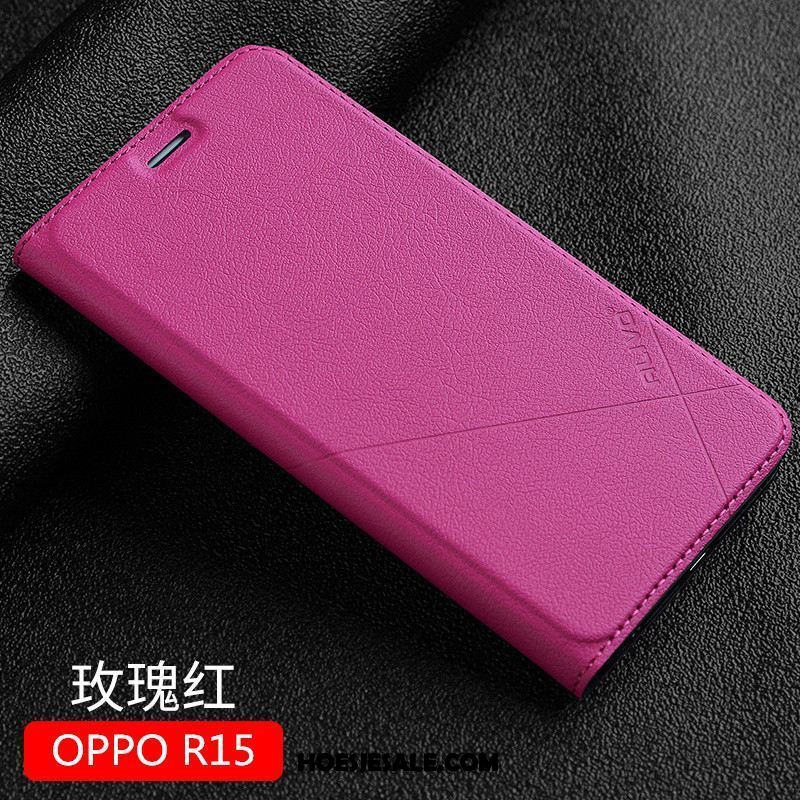 Oppo R15 Hoesje Mobiele Telefoon Nieuw Trend Zwart Leren Etui Aanbiedingen