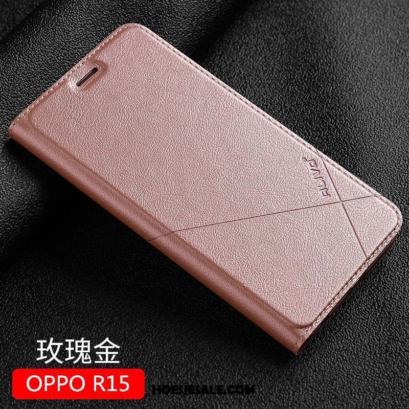 Oppo R15 Hoesje Mobiele Telefoon Nieuw Trend Zwart Leren Etui Aanbiedingen