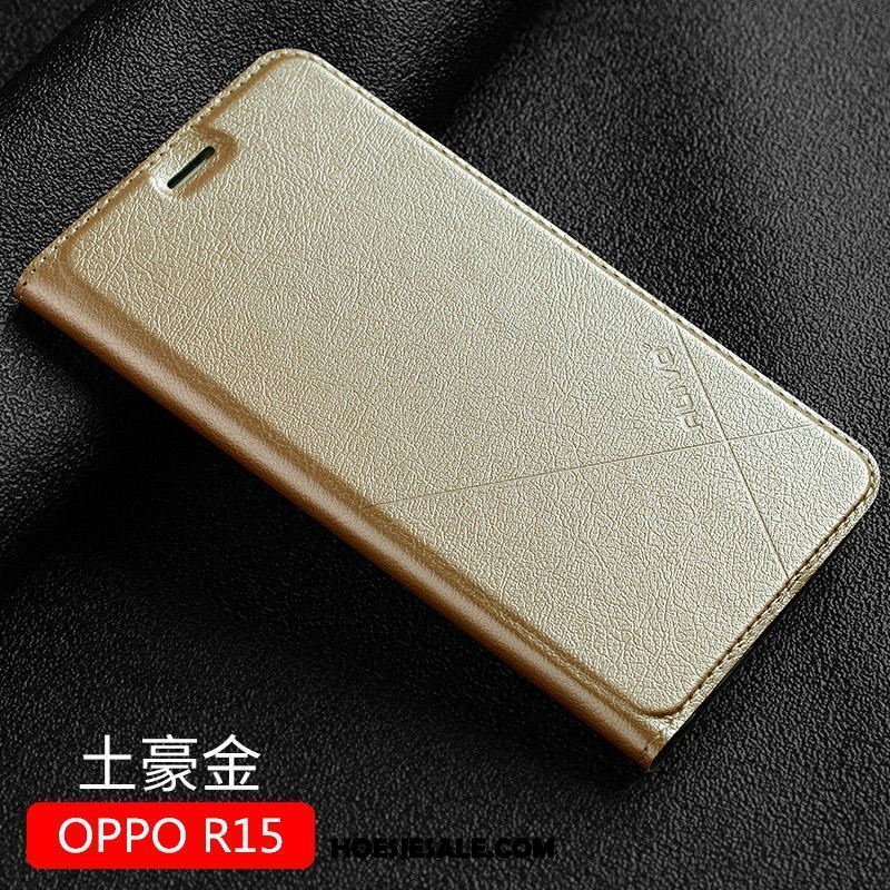 Oppo R15 Hoesje Mobiele Telefoon Nieuw Trend Zwart Leren Etui Aanbiedingen